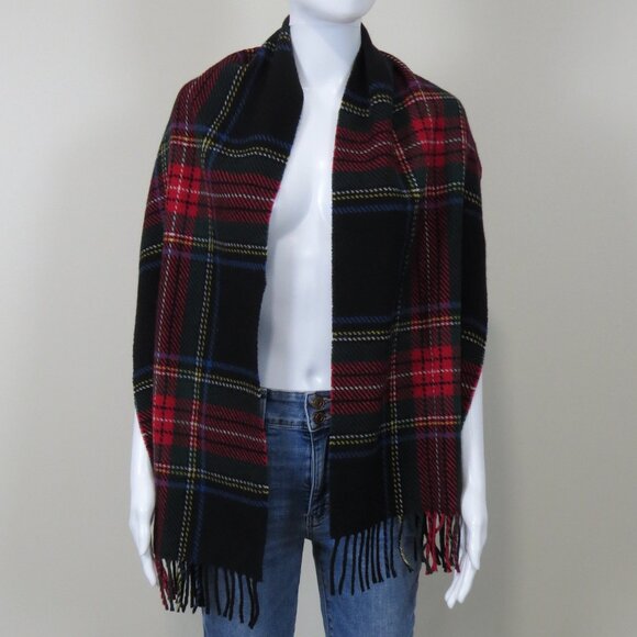 GAP Accessories - GAP 100% Wool Plaid Scarf Made in Italy Black Stewart Tartan - Large